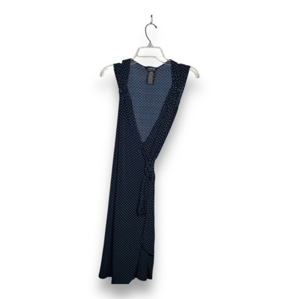 GEORGE Navy and White Polka Dig Sleeveless Wrap Midi Dress Size XS - "Janine"